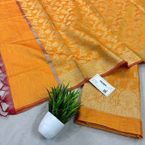 Mustard Golden Zari Banarasi Silk Suit