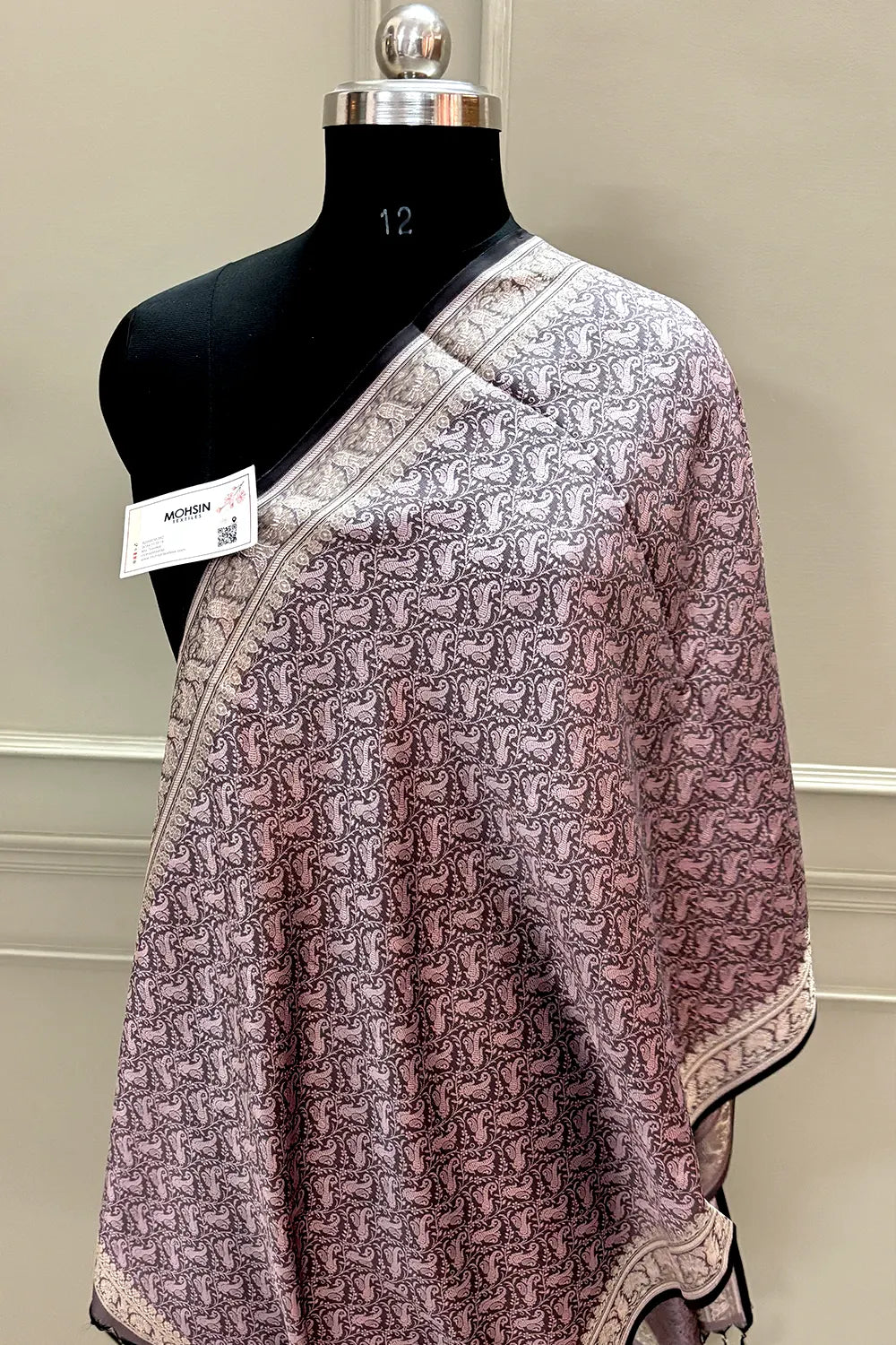 Peach Resham Zari Silk Banarasi Stole