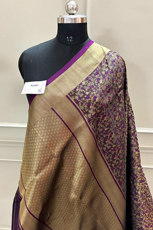 Purple Jamawar Katan Silk Banarasi Saree