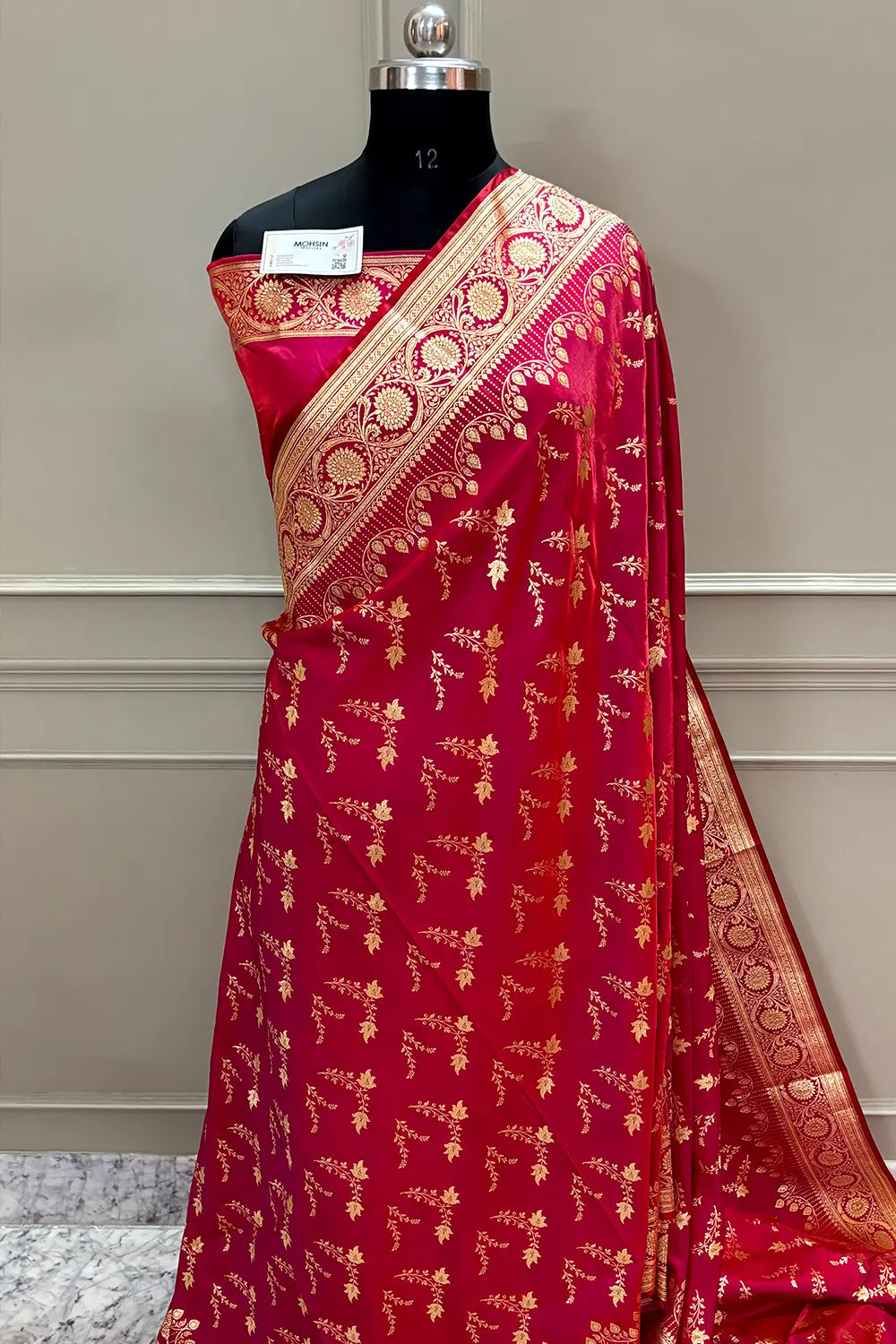 Rani Pink Floranza Katan Silk Banarasi Saree