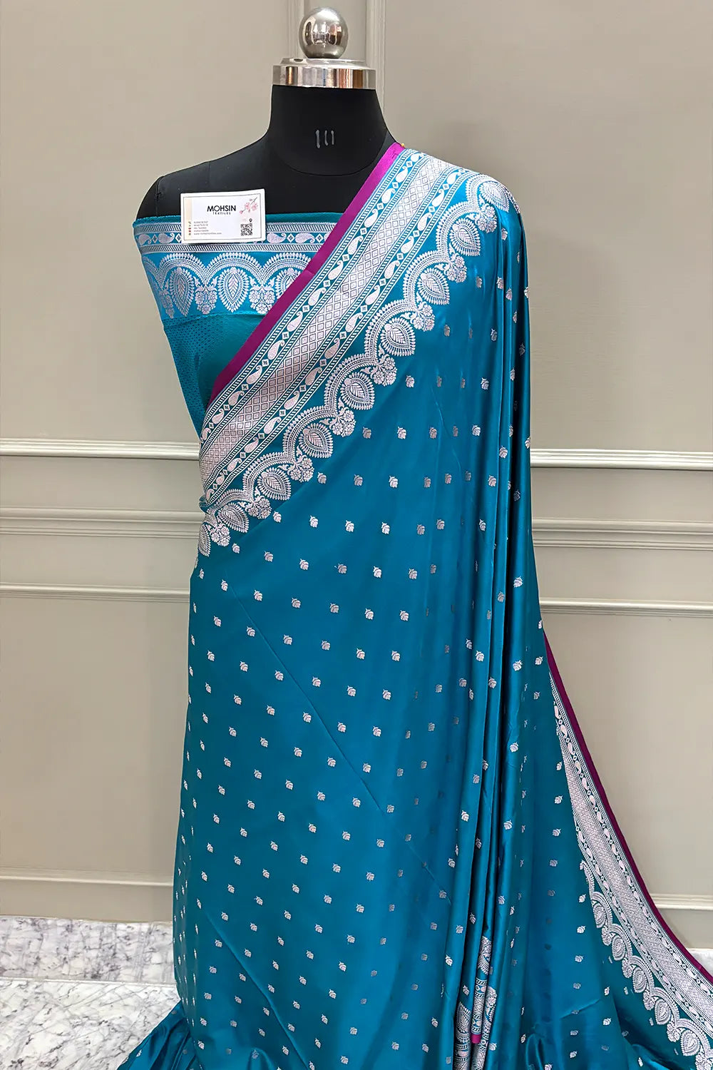 Teal Jadi Buti Katan Silk Banarasi Saree