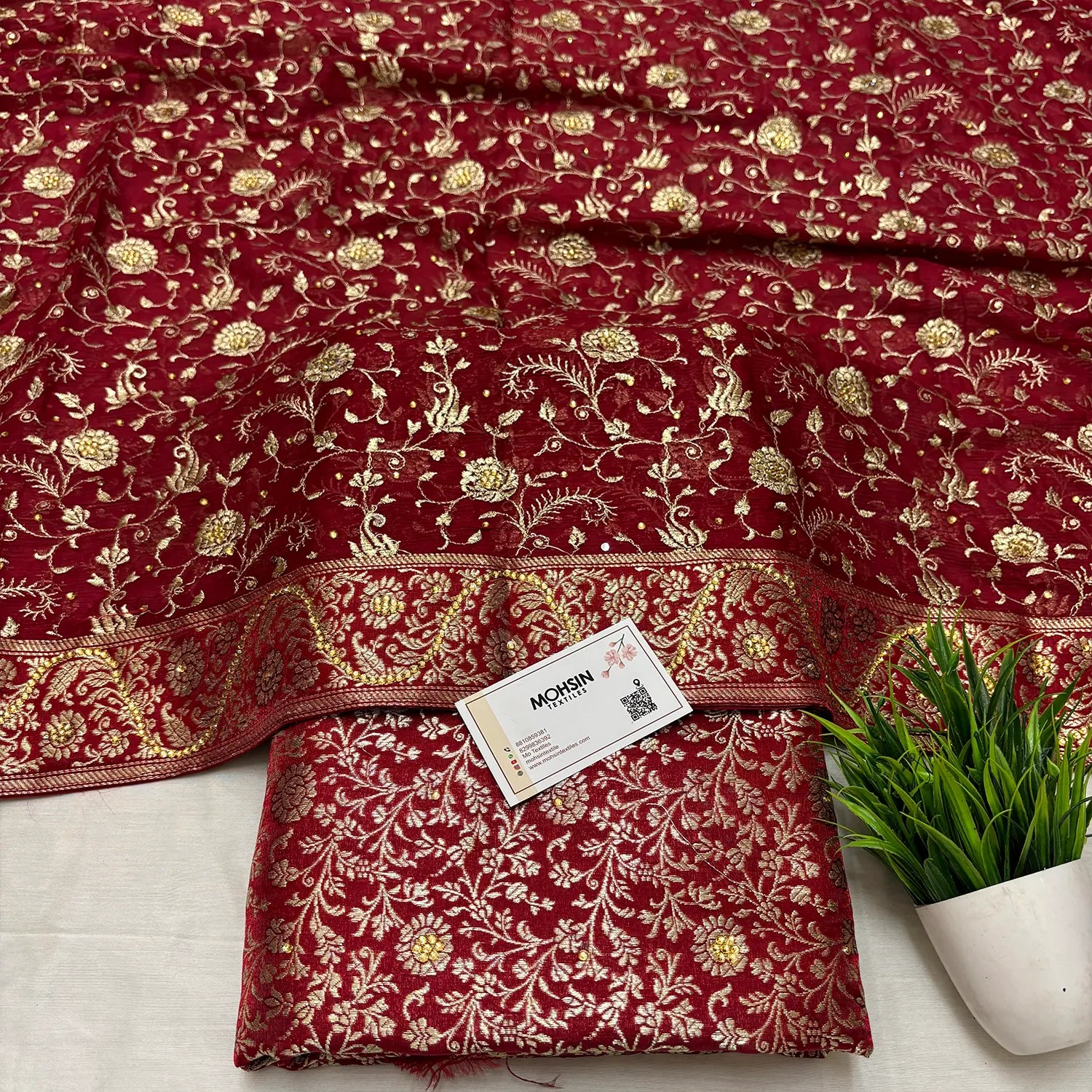 Maroon Stone Work Kimkhab Silk Banarasi Gharara