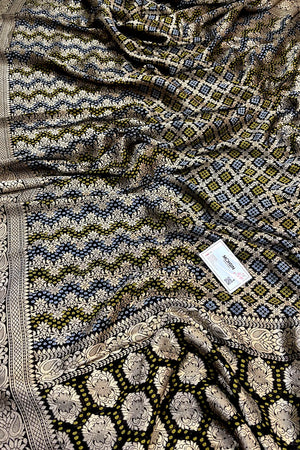 Black Golden Zari Georgette Silk Banarasi Saree