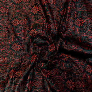 Black Red Brocade Katan Silk Banarasi Fabric