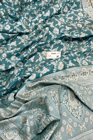 Firozi Resham Silk Banarasi Saree