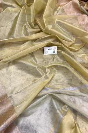 Yellow Zari Tissue Silk Banarasi Saree