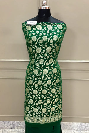 Green Pure Georgette Silk Banarasi Suit