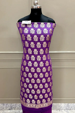 Lavender Pure Georgette Silk Banarasi Suit