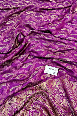 Magenta Golden Zari Georgette Silk Banarasi Saree
