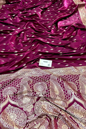 Magenta Golden Zari Katan Silk Banarasi Saree