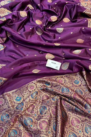 Magenta Resham Zari Silky Banarasi Saree