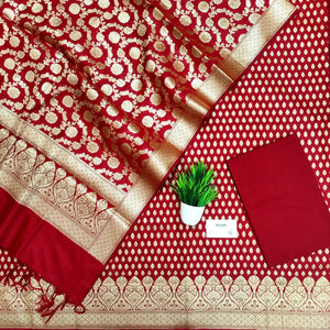 Maroon Kalli Buti Katan Silk Banarasi Suit
