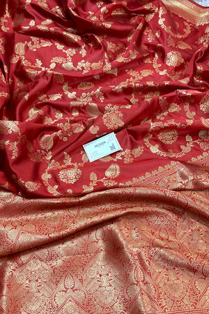 Maroon Resham Zari Banarasi Silk Saree