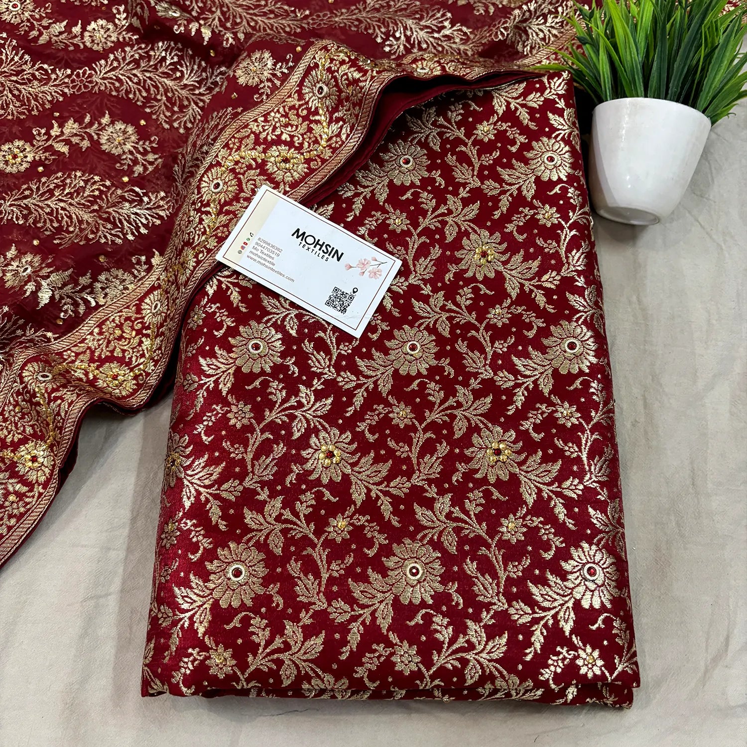 Maroon Stone Work Kimkhab Silk Banarasi Gharara