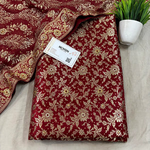 Maroon Stone Work Kimkhab Silk Banarasi Gharara