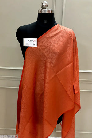 Orange Resham Zari Silk Banarasi Stole