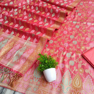 Peach Tilfi Meenakari Satin Silk Banarasi Suit