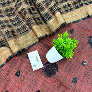 Peach and Black Sequence Tussar Silk Banarasi Suit