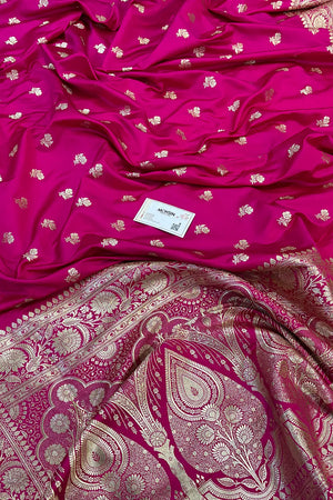 Pink Chaman Buti Katan Silk Banarasi Saree