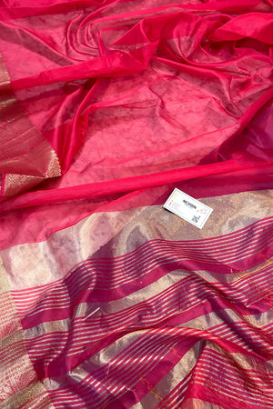 Pink and Auda Resham Silky Banarasi Saree