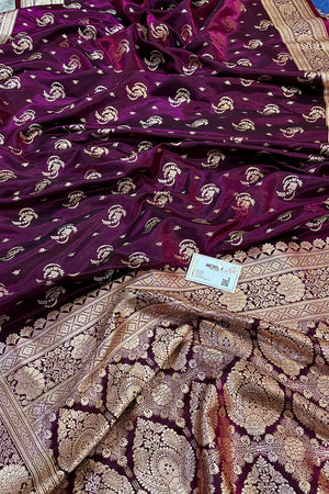 Purple Galaxy Buti Katan Silk Banarasi Saree