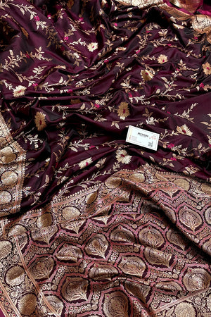 Purple Golden Zari Katan Silk Banarasi Saree