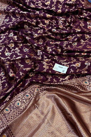 Purple Golden Zari Silky Banarasi Saree