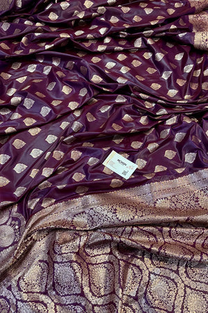 Purple Golden Zari Silky Banarasi Saree