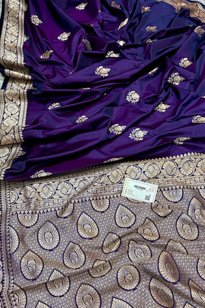 Purple Kohinoor Buti Katan Silk Banarasi Saree
