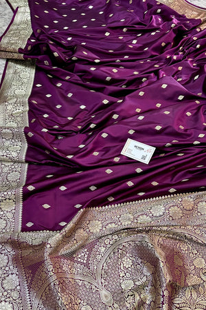 Purple Mario Patti Katan Silk Banarasi Saree