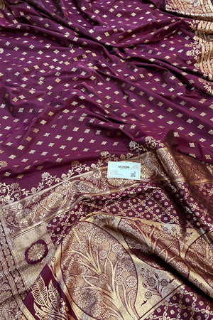 Purple Resham Zari Silky Banarasi Saree