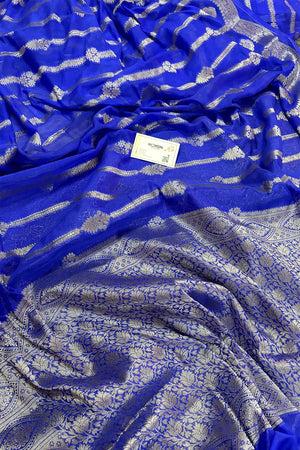 Royal Blue Chanderi Silk Banarasi Silk Saree