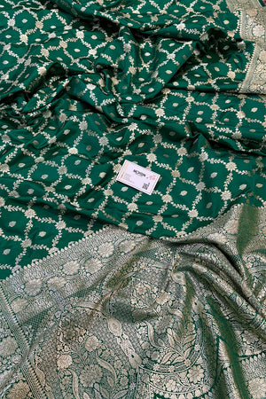 Sea Green Qaidi Buti Katan Silk Banarasi Saree