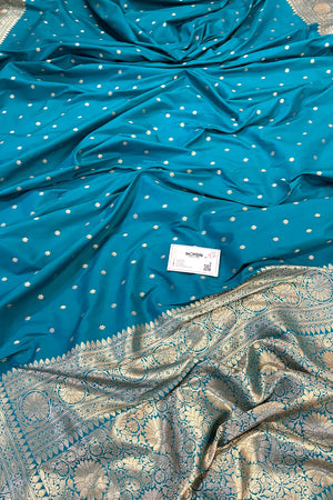 Teal Nanhikali Katan Silk Banarasi Saree