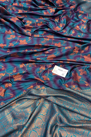 Teal Resham Zari Silky Banarasi Saree