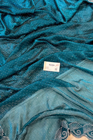Teal Siroski Stone Jimmy Choo Saree