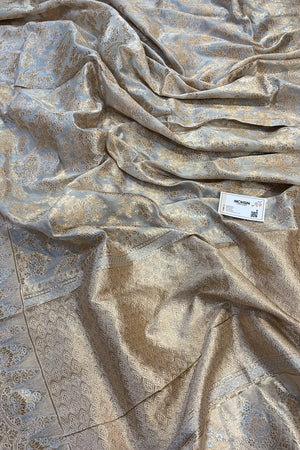 White Handloom Pure Chiniya Silk Banarasi Saree