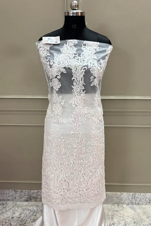 White Sequence Embroidery Net Salwar Suit