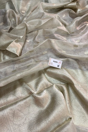White Zari Tissue Silk Banarasi Saree