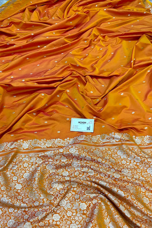 Yellow Golden Zari Katan Silk Banarasi Saree