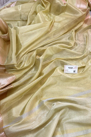 Yellow Zari Tissue Silk Banarasi Saree