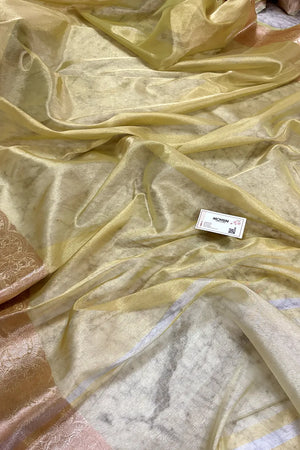 Yellow Zari Tissue Silk Banarasi Saree