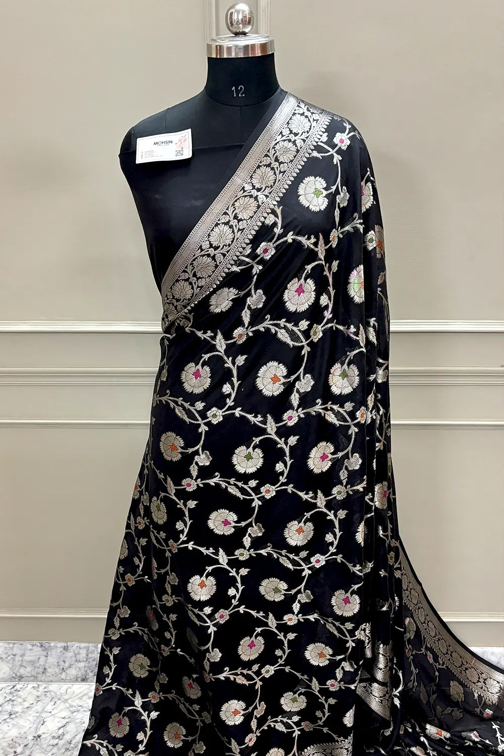 Black Zari Georgette Silk Banarasi Saree