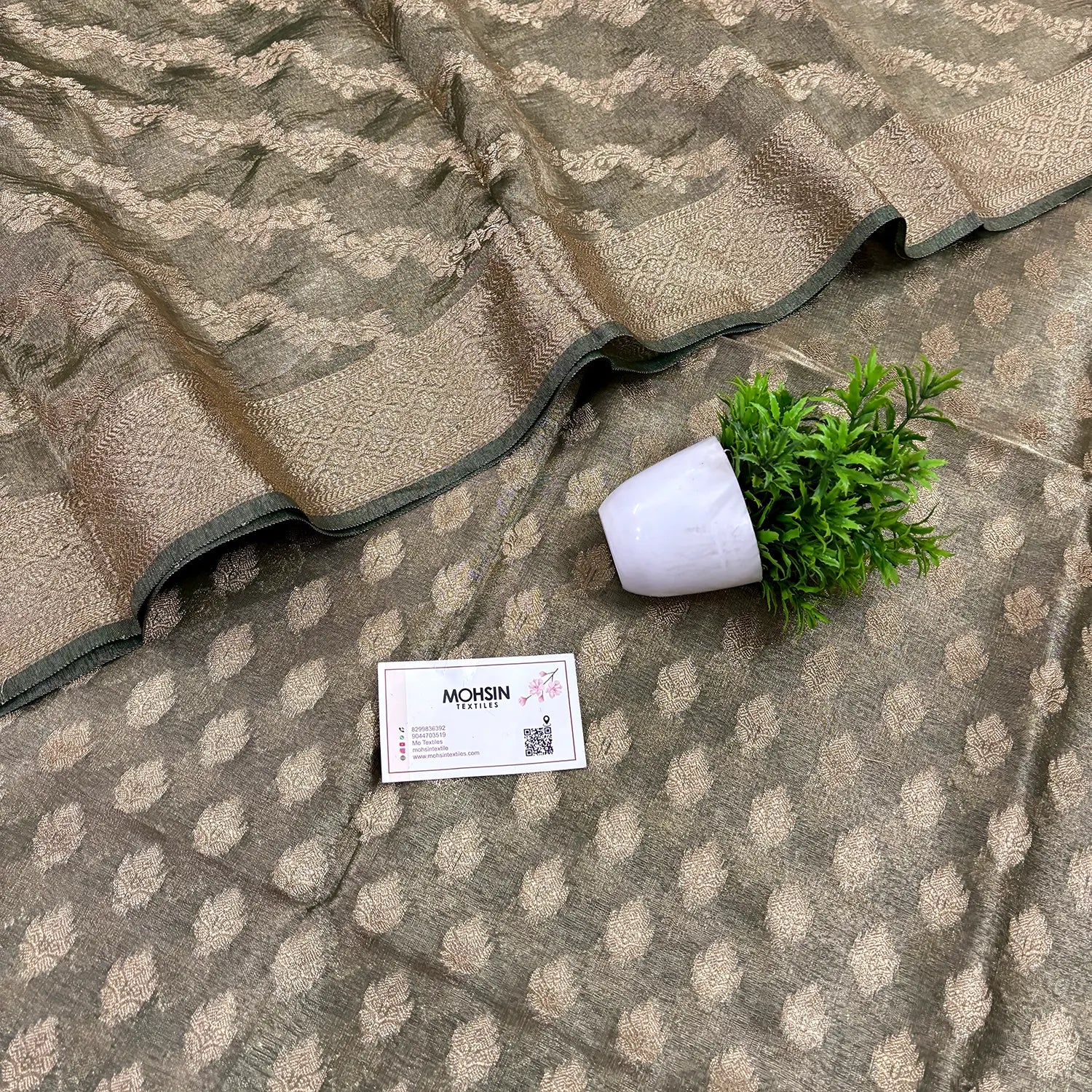 Bottle Green Pairahan Tissue Silk Banarasi Suit