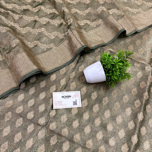 Bottle Green Pairahan Tissue Silk Banarasi Suit