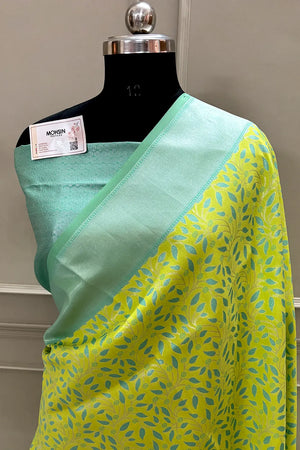 Green and Sea Green Resham Zari Banarasi Silk Saree