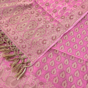 Light Pink Kacchi Carry Patta Cotton Silk Banarasi Suit