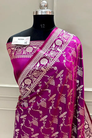Magenta Masakali Katan Silk Banarasi Saree