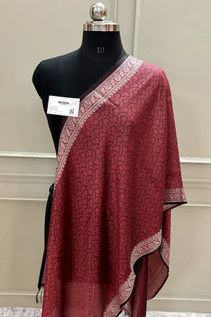 Maroon Resham Zari Silk Banarasi Stole