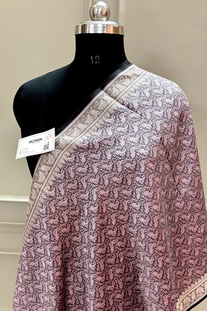 Peach Resham Zari Silk Banarasi Stole